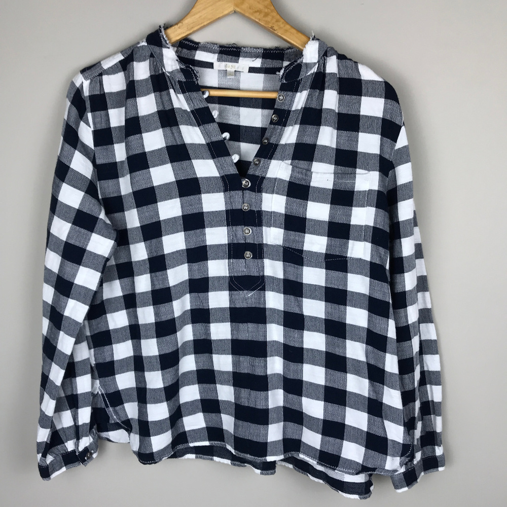 🌴 Buffalo Check LaJu Sz S Pop over Shirt